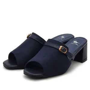 Faux Suede Peep Toe Mid Heeled Mules