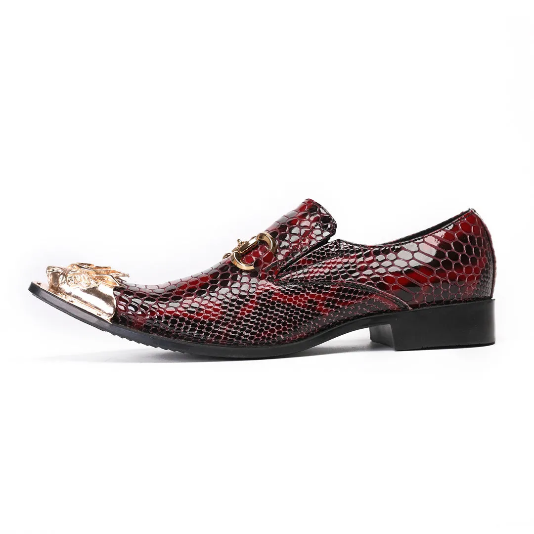 Foreign trade handmade leather shoes men's business dress cowhide diamond stone British Brock shoes engraved wedding groom shoes red