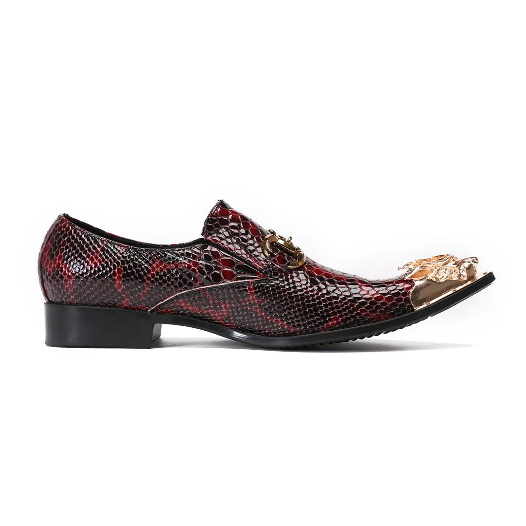 Foreign trade handmade leather shoes men's business dress cowhide diamond stone British Brock shoes engraved wedding groom shoes red