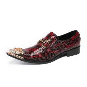 Foreign trade handmade leather shoes men's business dress cowhide diamond stone British Brock shoes engraved wedding groom shoes red