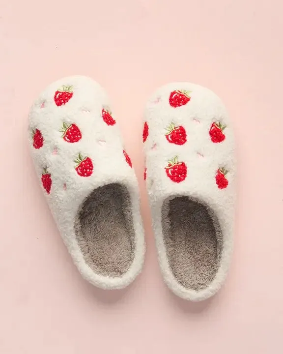 Fuzzy Slippers - Strawberries