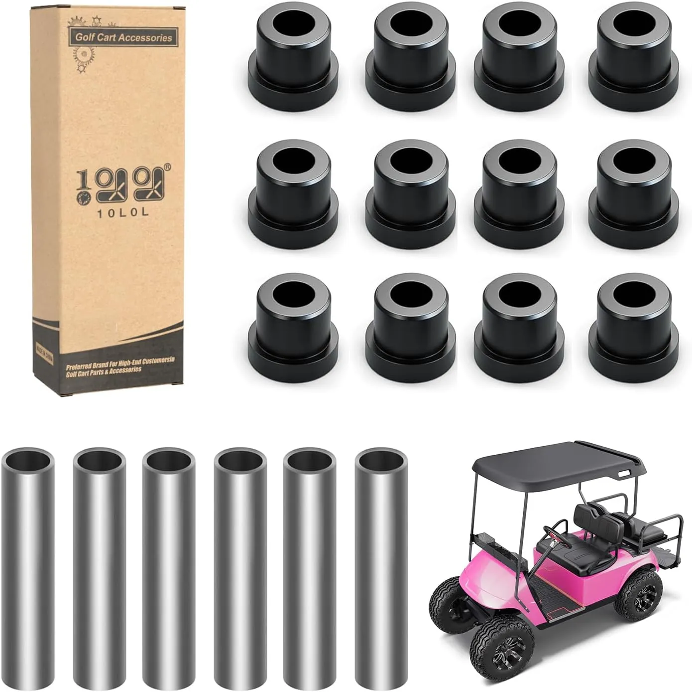 Golf Cart Rear Spring Bushing Kit for EZGO TXT & Medalist Club Car DS - 10L0L