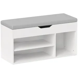 HOMCOM Shoes Cabinet Bench Hidden Storage Padded Seat Organiser Footwear Rack Hallway Cream White
