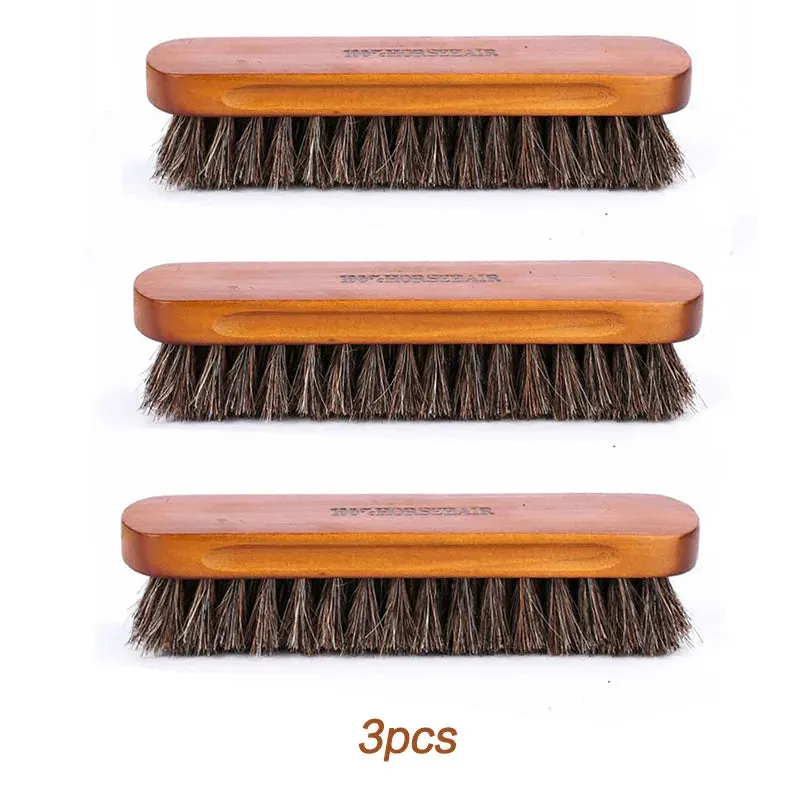 Horsehair Shoe Brush Bootpolish Cleaning Brush Leather Real Horse Hair Soft Polishing Tool Brush Care Fit For Suede Scrub Boots