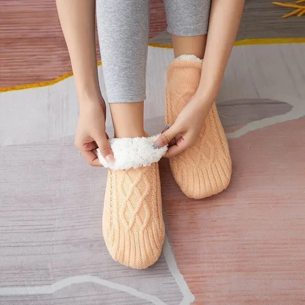 Indoor Non-slip Thermal Heating Fleece Heat Holder Winter Socks For Women
