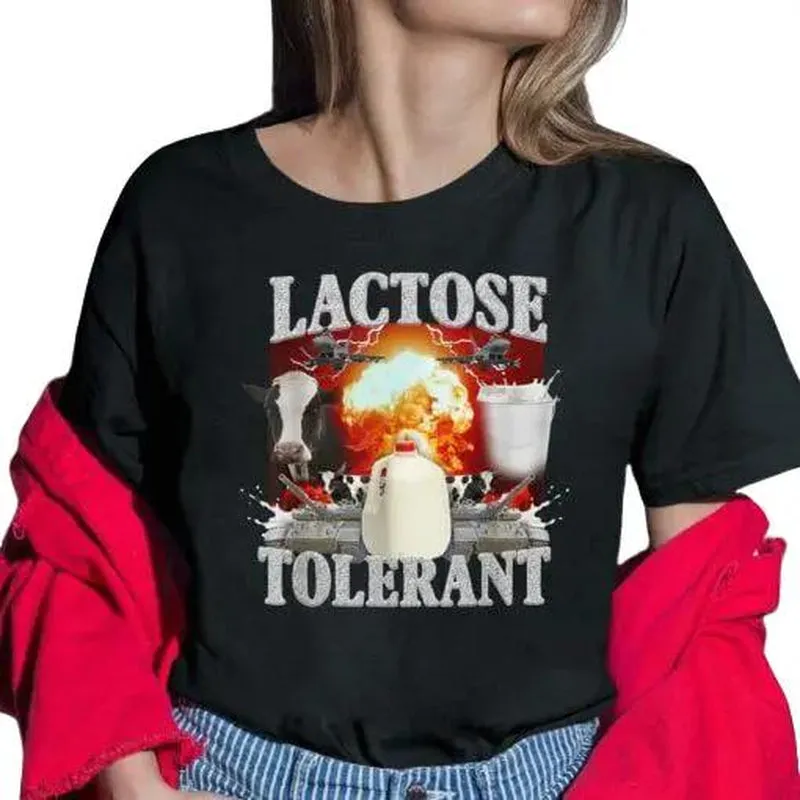 Lactose Tolerant T-Shirt Menswear Top Underwear Tshirt Streetwear Tropical