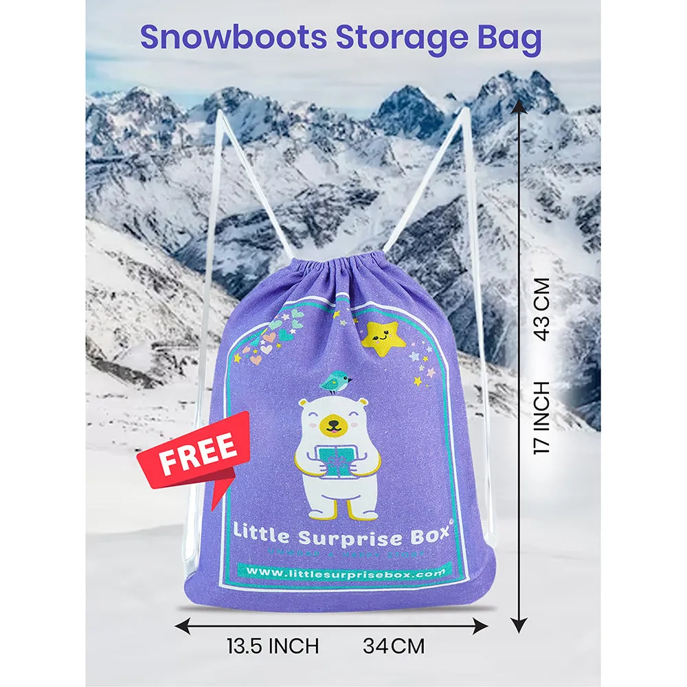 Little Surprise Box, Silver & Fuchsia Pink Waterproof Winter Snow Boots for Kids for minus temperature