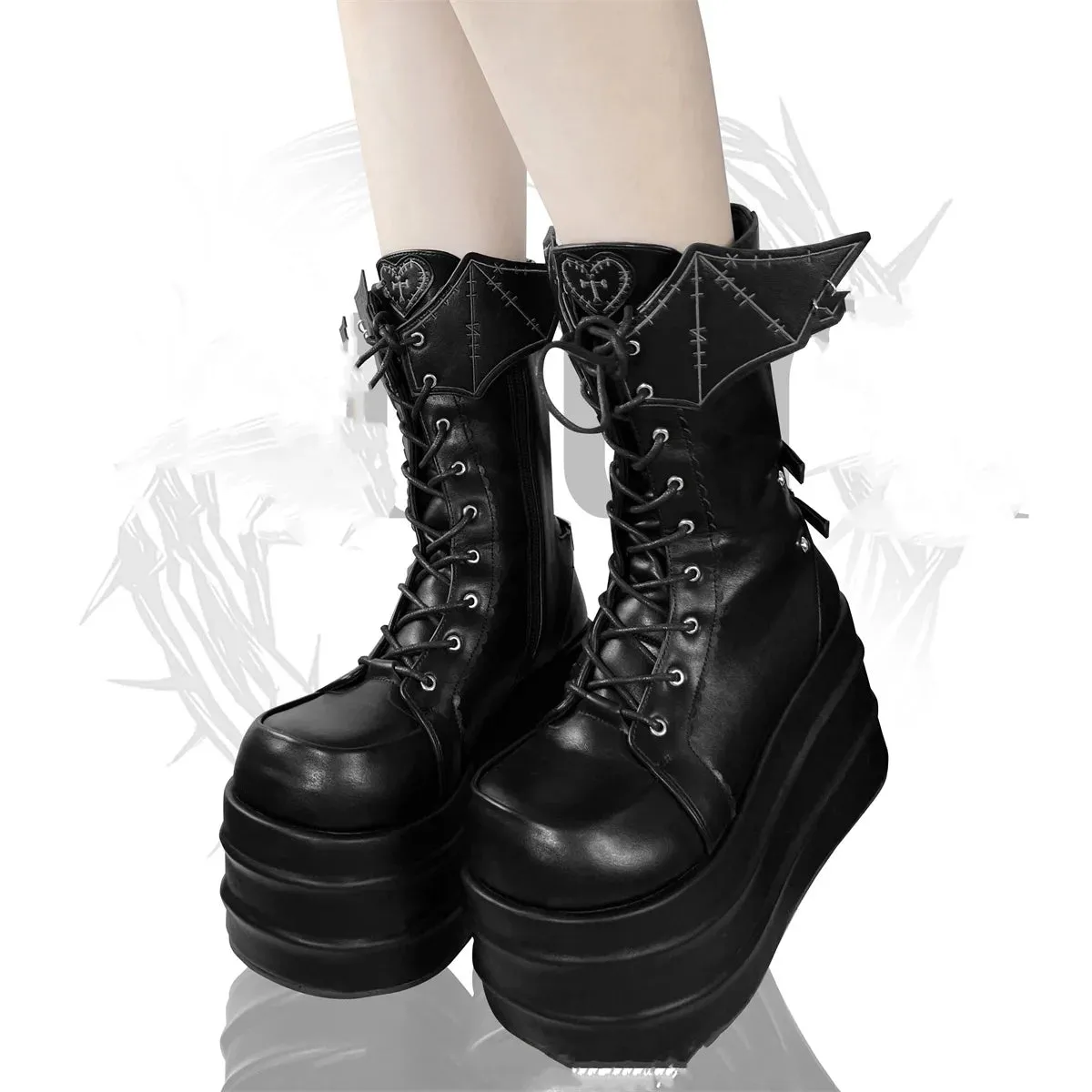 Lolita Boots With Wing Accents