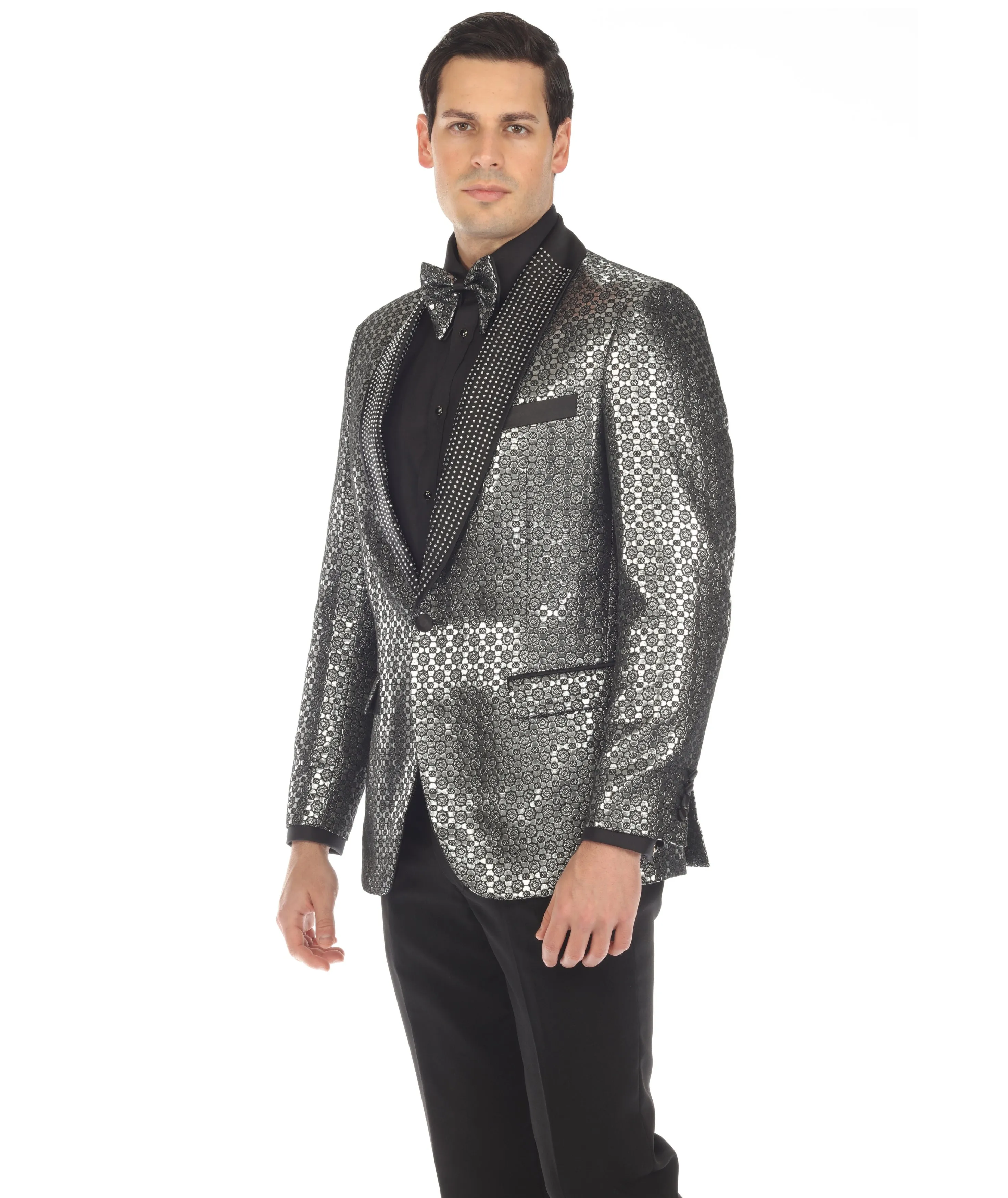 Men's Mojito Silver Shawl Collar Tuxedo 1 Button 2 Vent Slim Fit