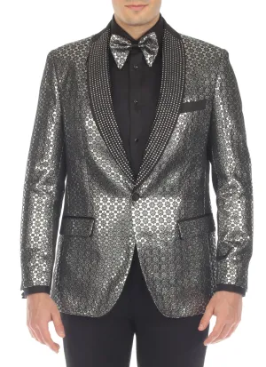 Men's Mojito Silver Shawl Collar Tuxedo 1 Button 2 Vent Slim Fit