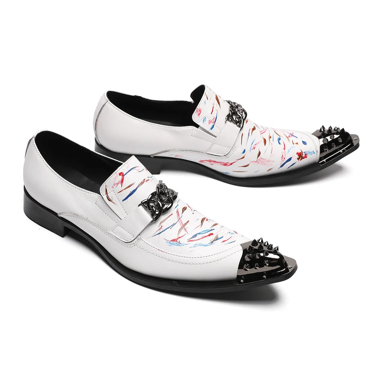 Men's personalized leather shoes, British pointed men's high heels, the Korean version has a height increase of 8cm, and summer hairstylist leather shoes are white.