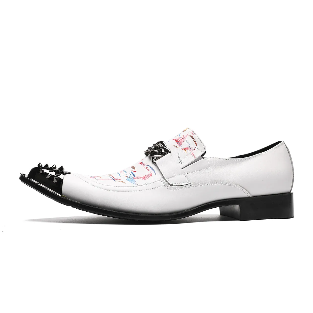 Men's personalized leather shoes, British pointed men's high heels, the Korean version has a height increase of 8cm, and summer hairstylist leather shoes are white.