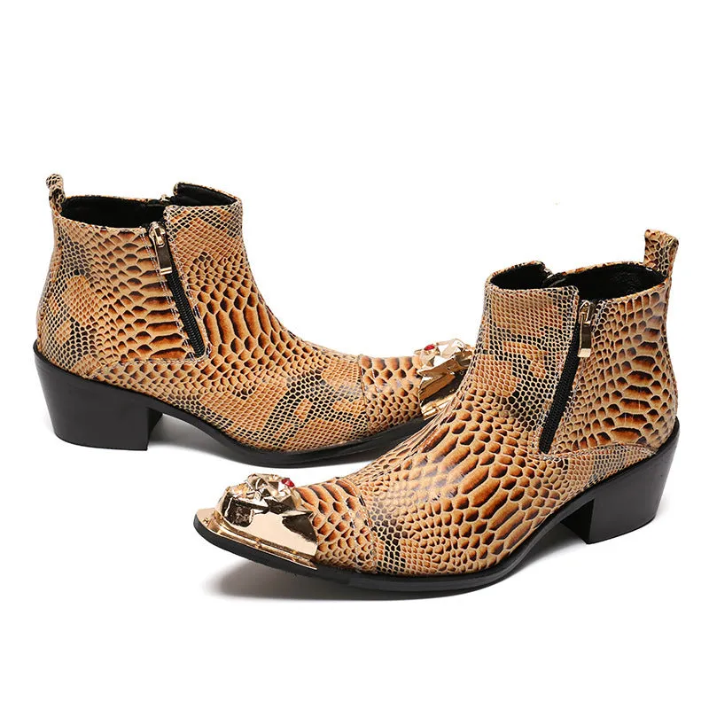 New autumn and winter business men's single boots Korean style high-top leather shoes men's trendy short boots genuine leather brand pointed Martin boots