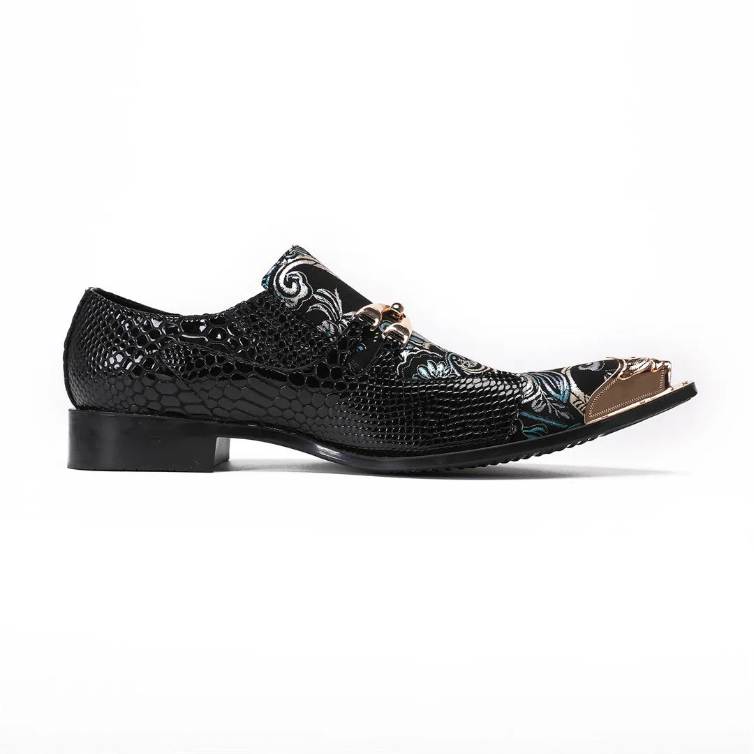 New business men's leather shoes European version of British cowhide square head handmade cowhide breathable wedding groom Oxford embroidery
