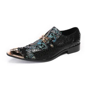 New business men's leather shoes European version of British cowhide square head handmade cowhide breathable wedding groom Oxford embroidery