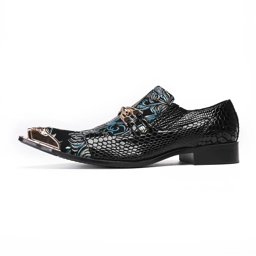New business men's leather shoes European version of British cowhide square head handmade cowhide breathable wedding groom Oxford embroidery