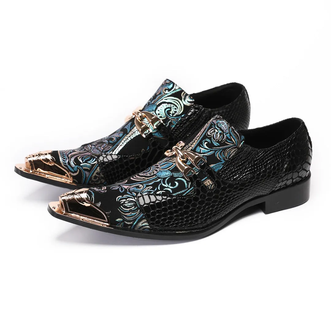 New business men's leather shoes European version of British cowhide square head handmade cowhide breathable wedding groom Oxford embroidery