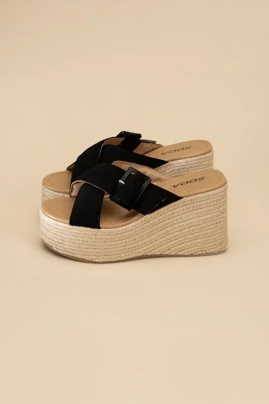 OE: MANTA ESPADRILLE PLATFORM SLIDES