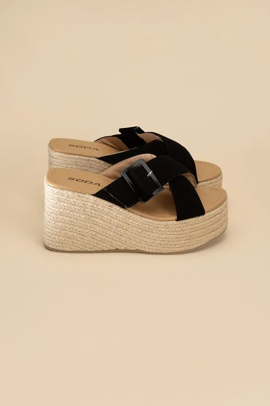 OE: MANTA ESPADRILLE PLATFORM SLIDES