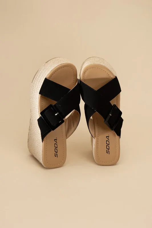 OE: MANTA ESPADRILLE PLATFORM SLIDES
