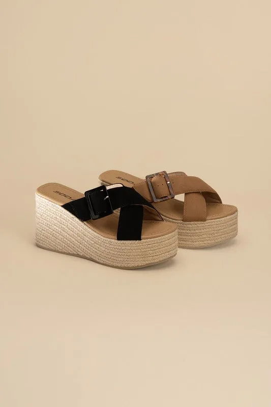 OE: MANTA ESPADRILLE PLATFORM SLIDES