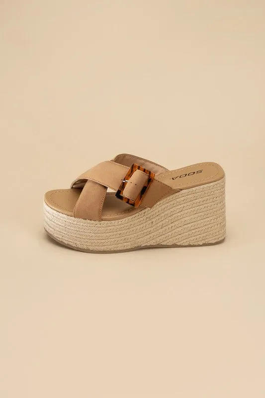 OE: MANTA ESPADRILLE PLATFORM SLIDES