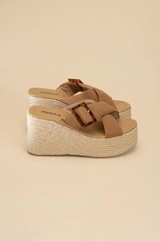 OE: MANTA ESPADRILLE PLATFORM SLIDES