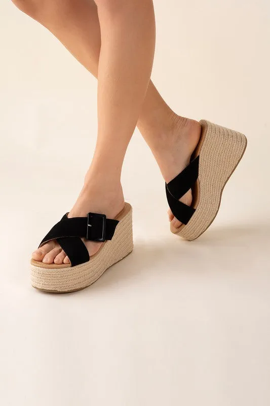 OE: MANTA ESPADRILLE PLATFORM SLIDES