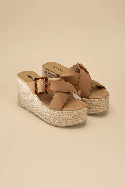 OE: MANTA ESPADRILLE PLATFORM SLIDES