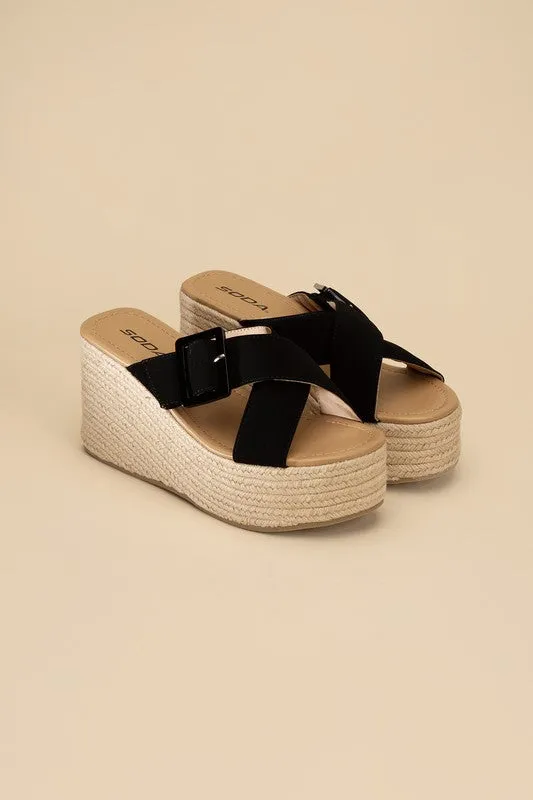 OE: MANTA ESPADRILLE PLATFORM SLIDES