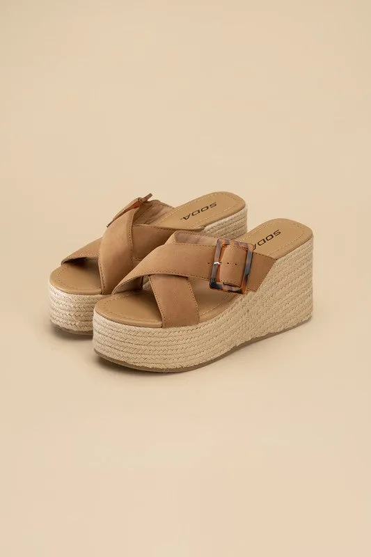OE: MANTA ESPADRILLE PLATFORM SLIDES