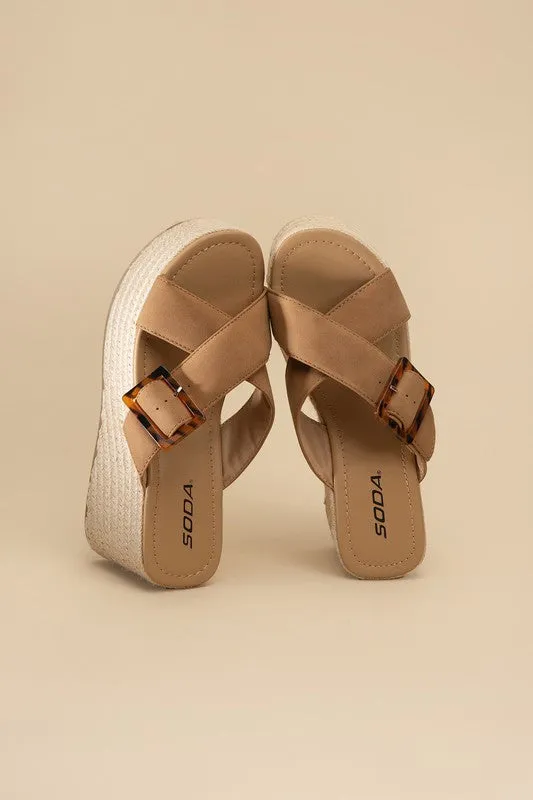 OE: MANTA ESPADRILLE PLATFORM SLIDES