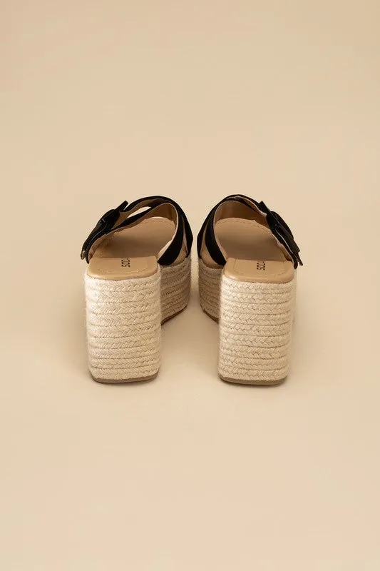 OE: MANTA ESPADRILLE PLATFORM SLIDES