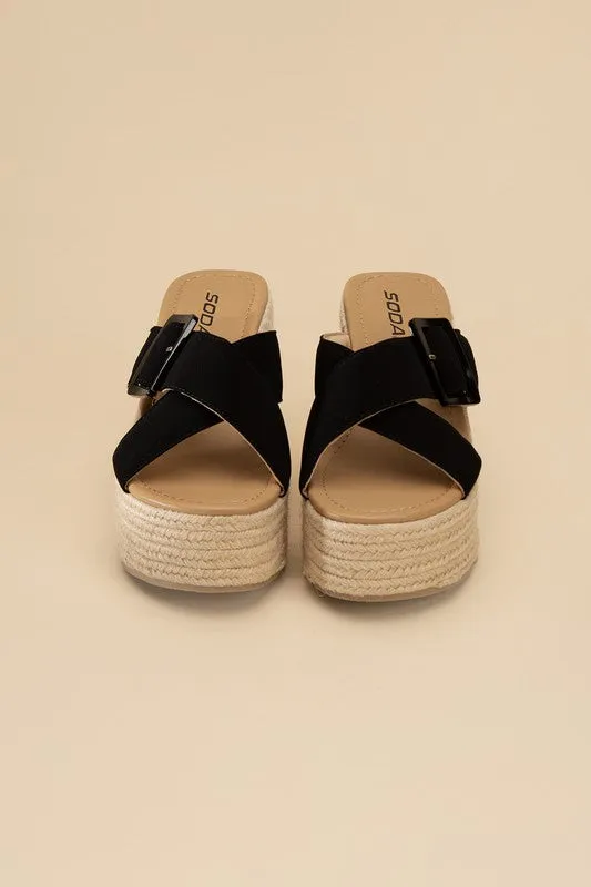 OE: MANTA ESPADRILLE PLATFORM SLIDES