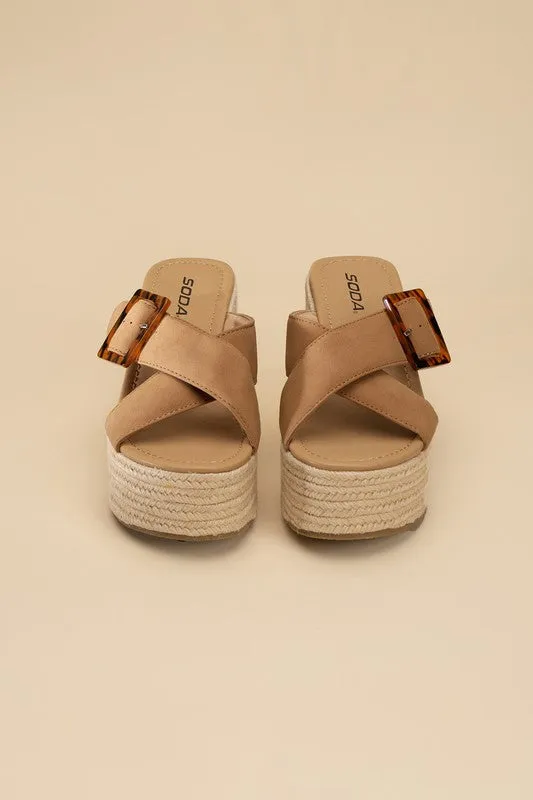 OE: MANTA ESPADRILLE PLATFORM SLIDES