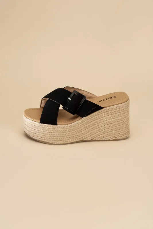 OE: MANTA ESPADRILLE PLATFORM SLIDES