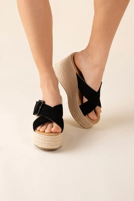 OE: MANTA ESPADRILLE PLATFORM SLIDES