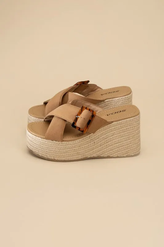 OE: MANTA ESPADRILLE PLATFORM SLIDES