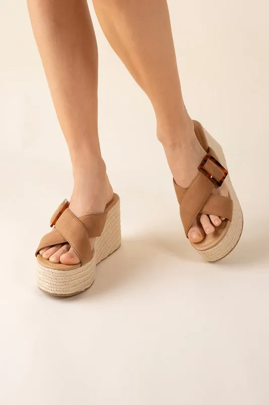 OE: MANTA ESPADRILLE PLATFORM SLIDES