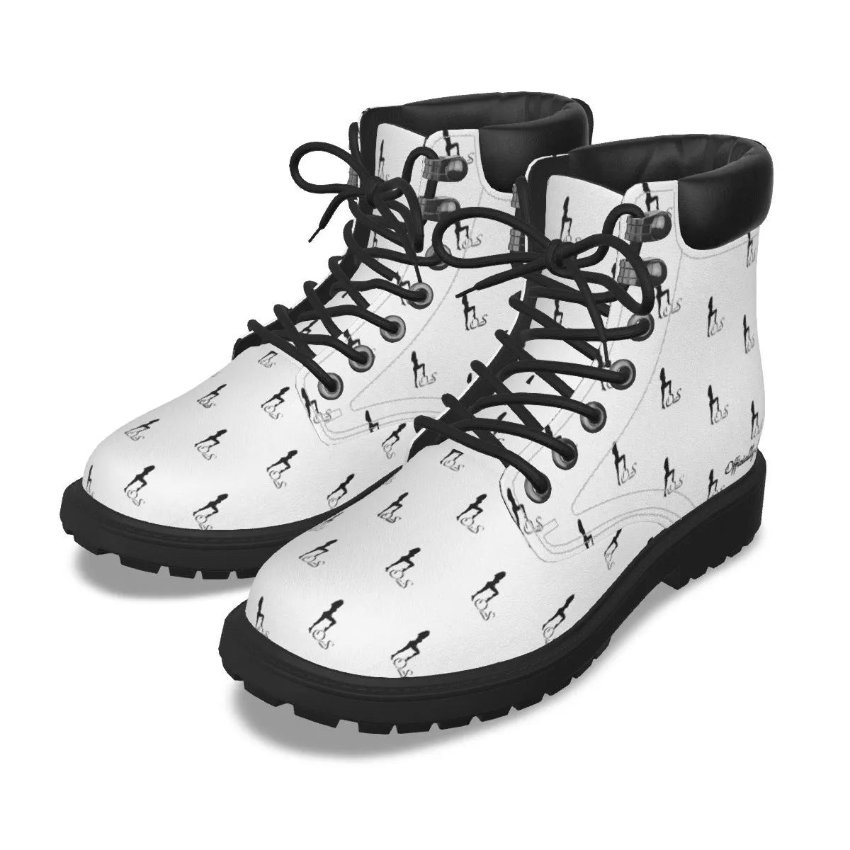 Officially Sexy White & Black Skyline Women's Short Boots