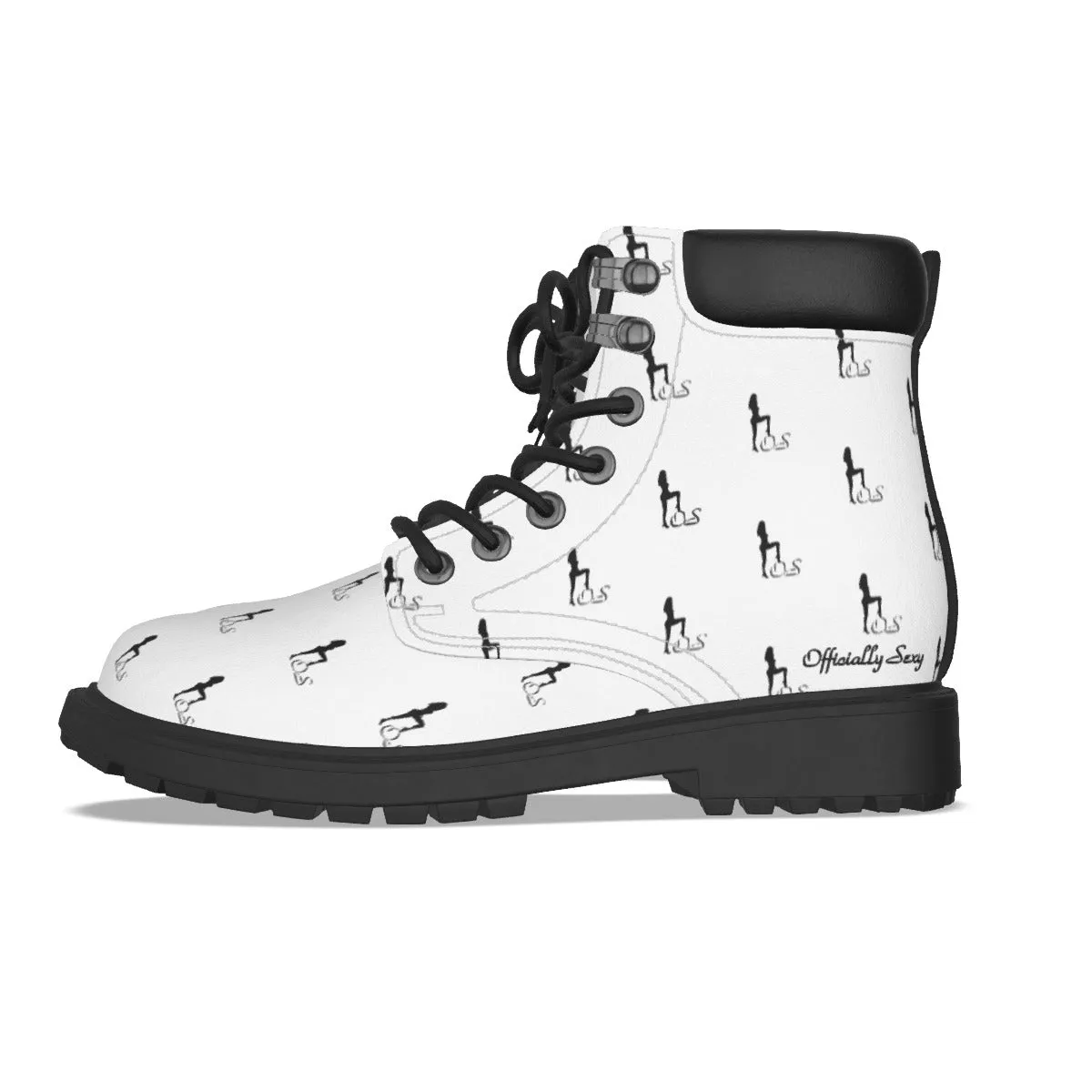 Officially Sexy White & Black Skyline Women's Short Boots