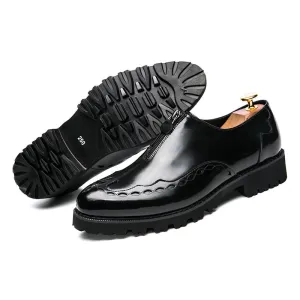Personalized men's shoes zipper British leather shoes trend all night hairdresser shoes gold men's casual fashion shoes