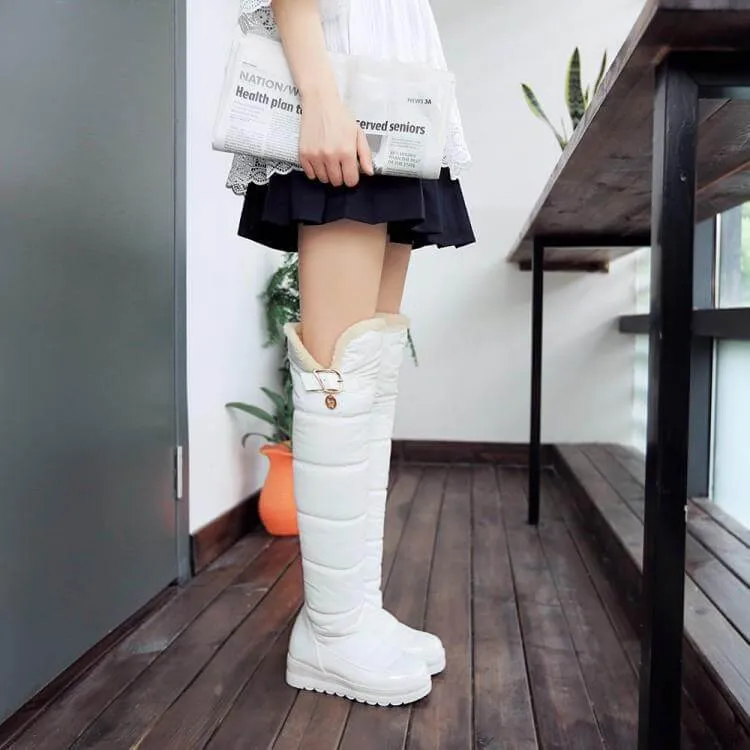 Platform Flat Round Toe Over Knee Snow Boots