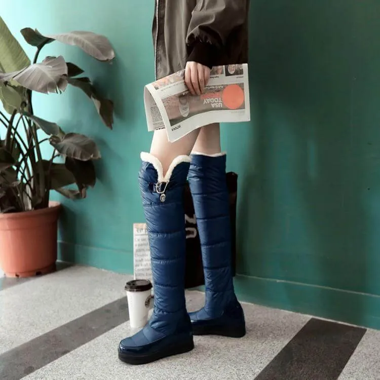 Platform Flat Round Toe Over Knee Snow Boots