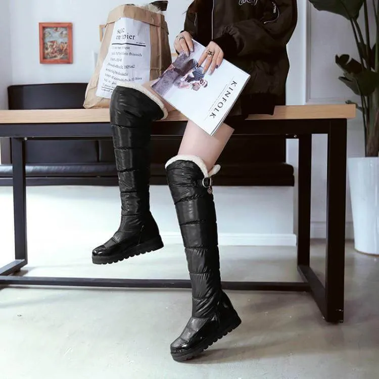 Platform Flat Round Toe Over Knee Snow Boots