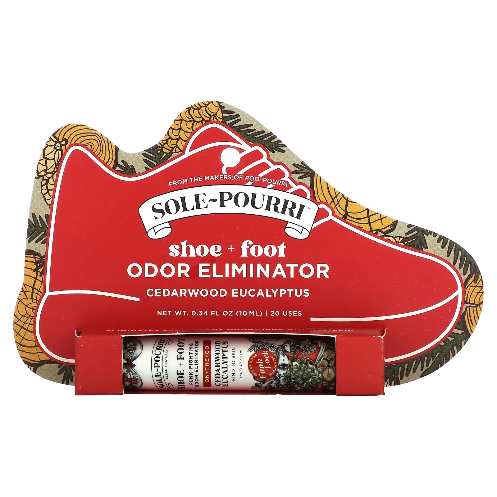 Poo-Pourri, Sole-Pourri™  Shoe  Foot, Funk-Fighting Odor Eliminator, Cedarwood Eucalyptus, 0.34 fl (10 ml)