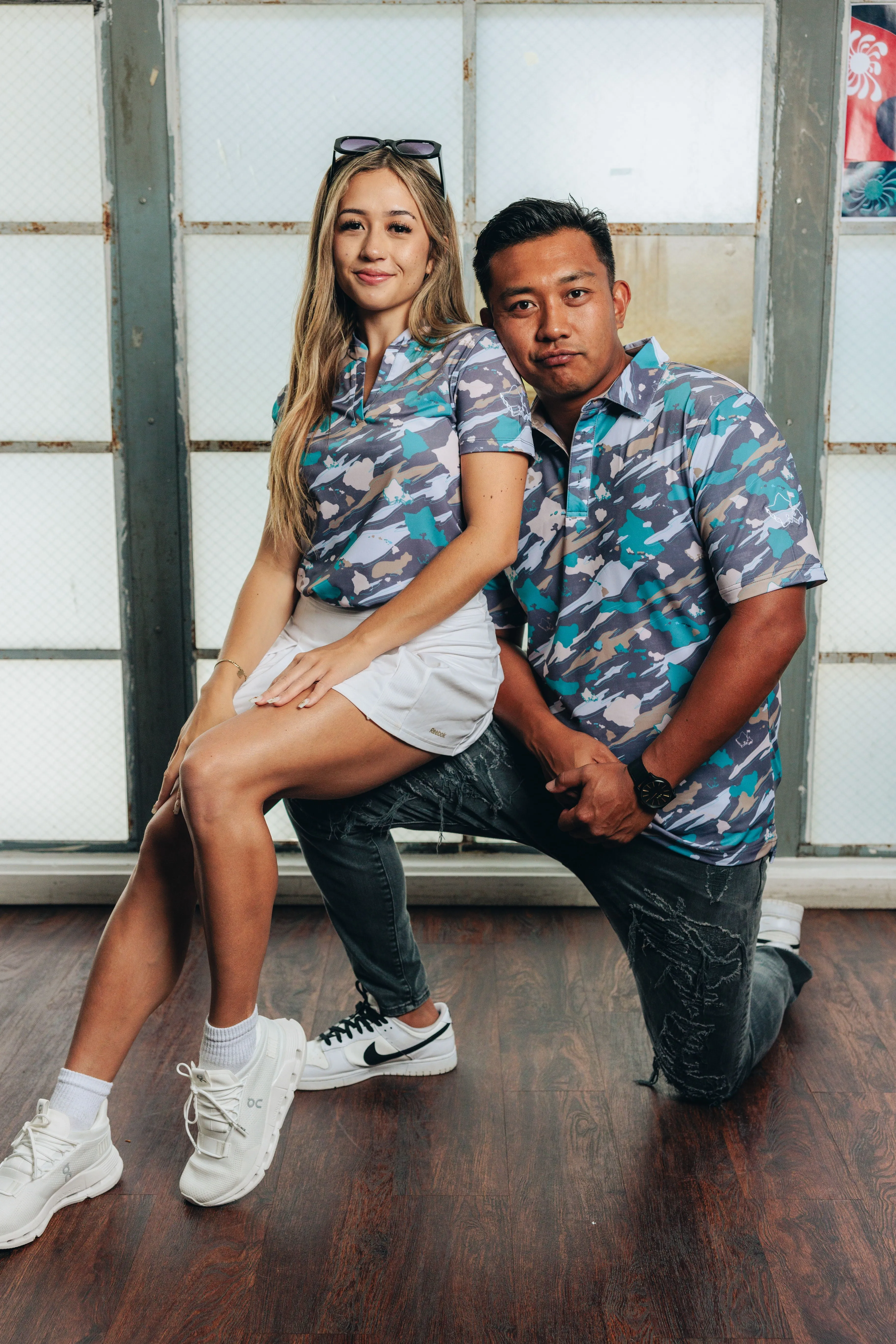 "Island Flow Camo" - OGA Men's Polo - Teal / Sand