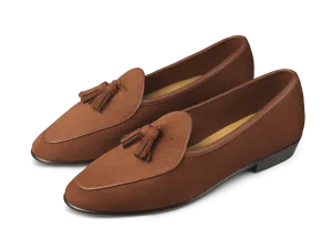 Sagan Classic Tassel Loafers in Maple Asteria Suede