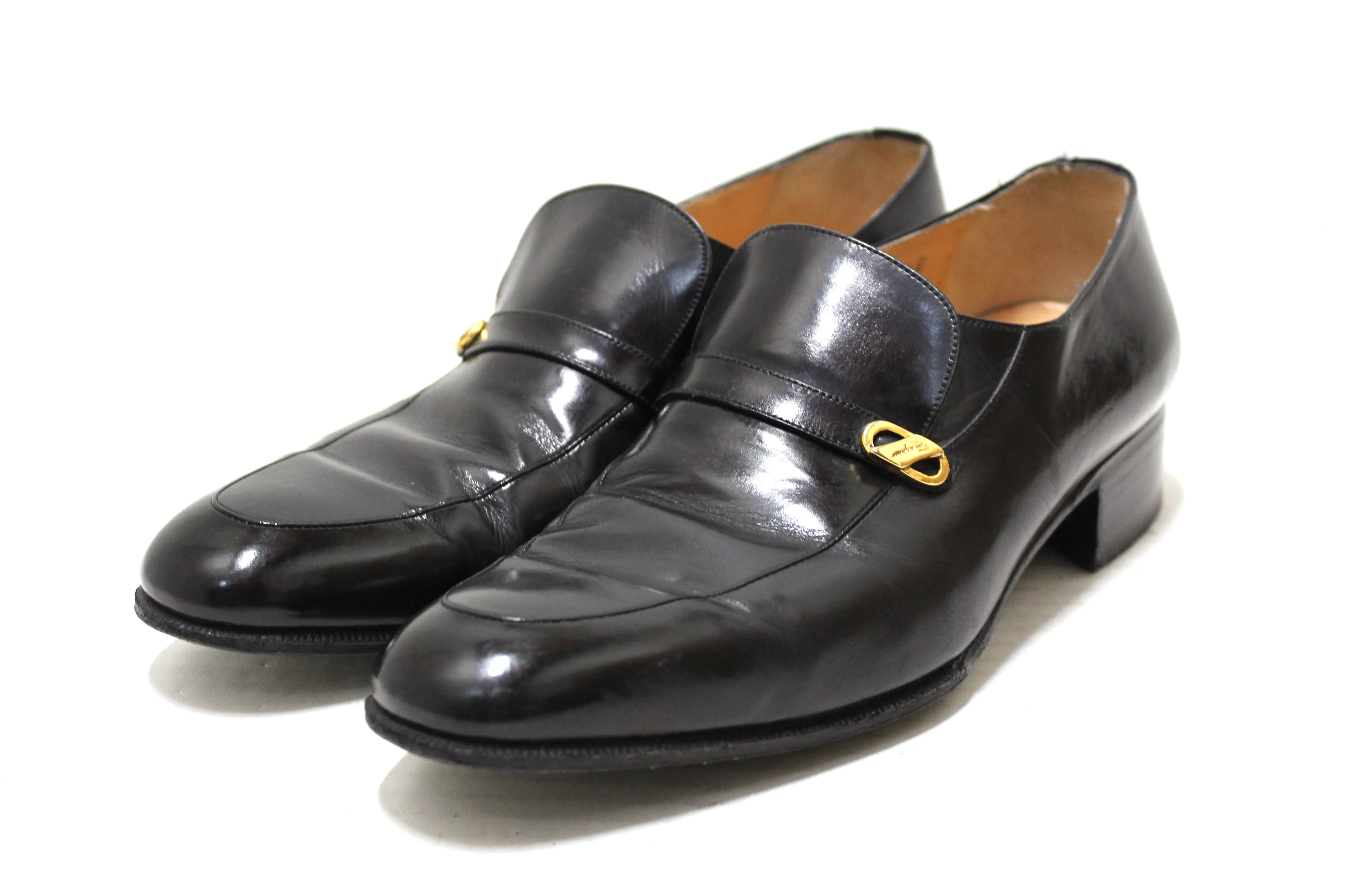 Salvatore Ferragamo Men's Black Calf Leather Loafer Dress Shoes size 7.5