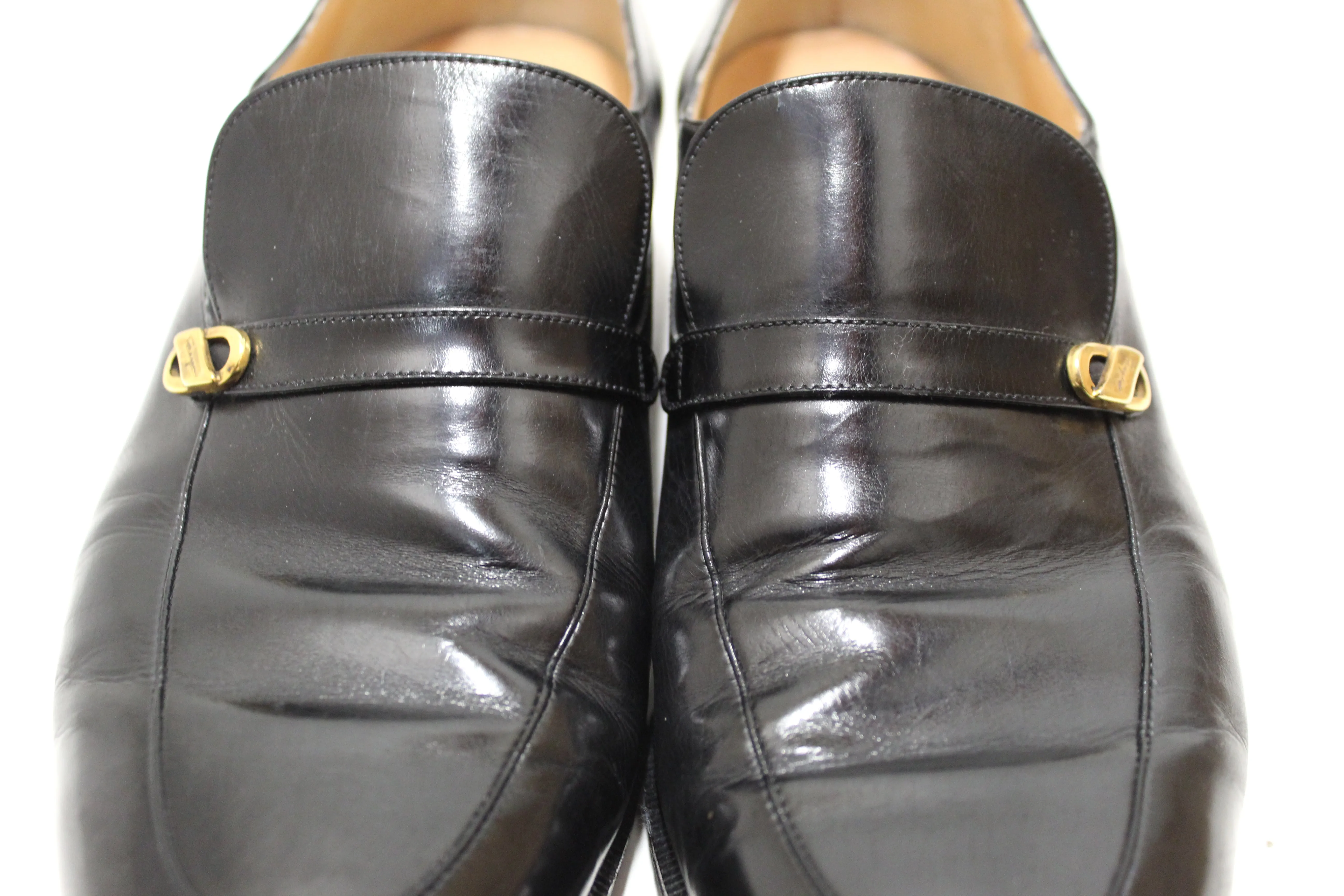 Salvatore Ferragamo Men's Black Calf Leather Loafer Dress Shoes size 7.5